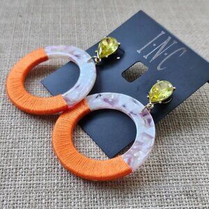 INC International Concept Women Earrings Hoops Resin Orange Color Ear Jewelry